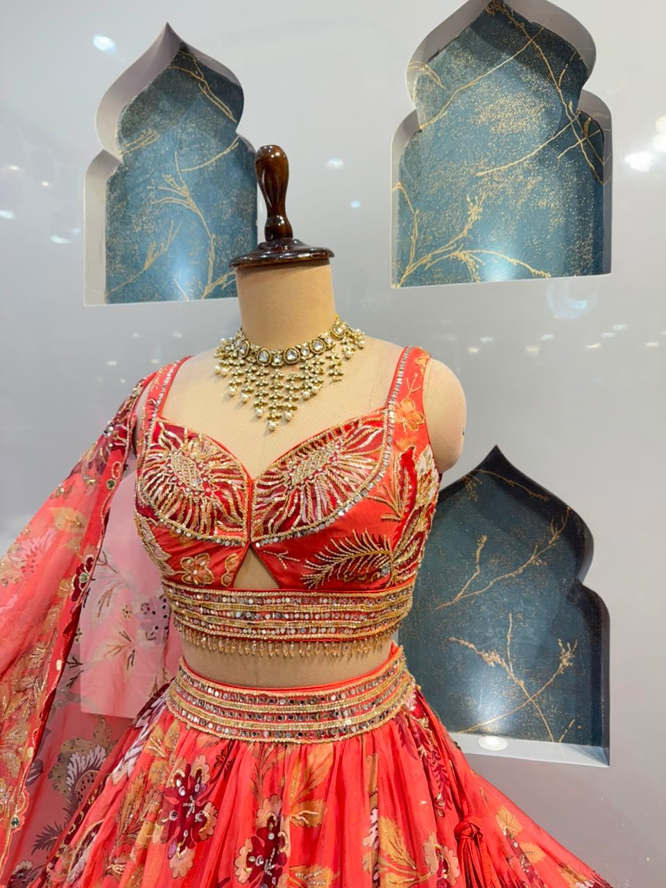 "CORAL ROSE FLORAL LEHENGA"