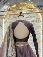 "MOCHA BROWN PLEATED LEHENGA"