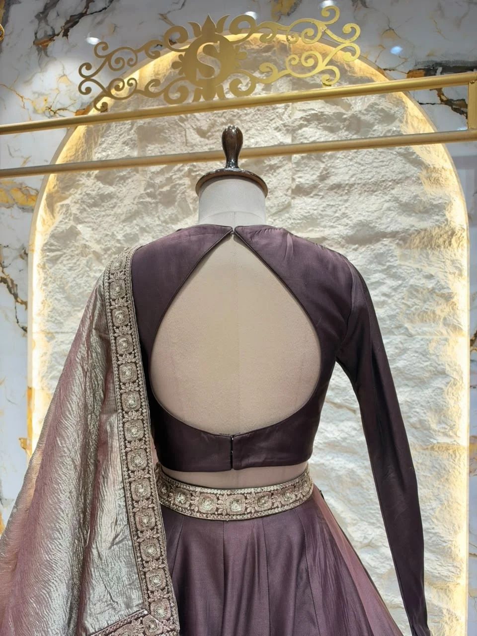"MOCHA BROWN PLEATED LEHENGA"