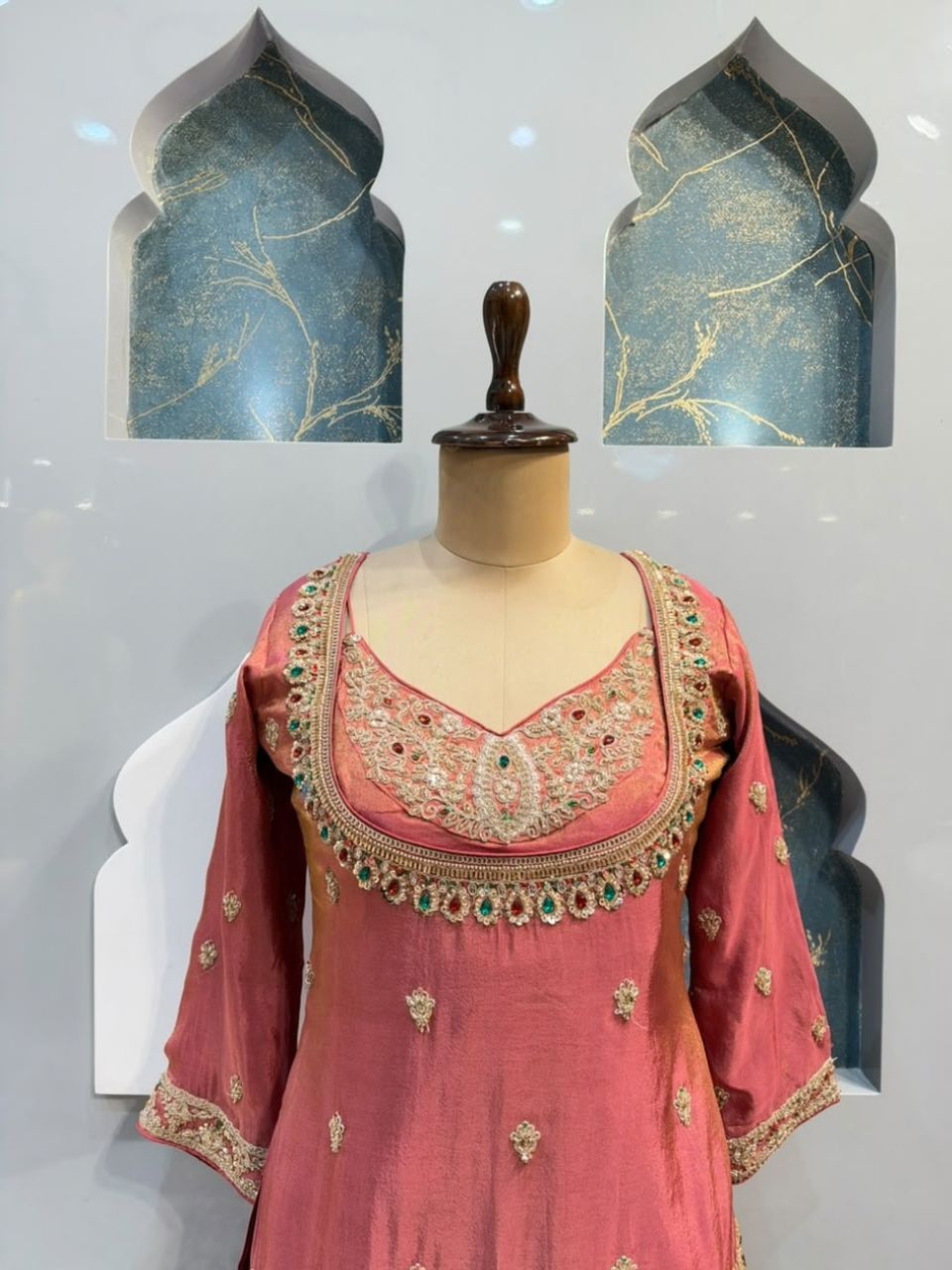 "ROSE CORAL EMBELLISHED SHARARA"