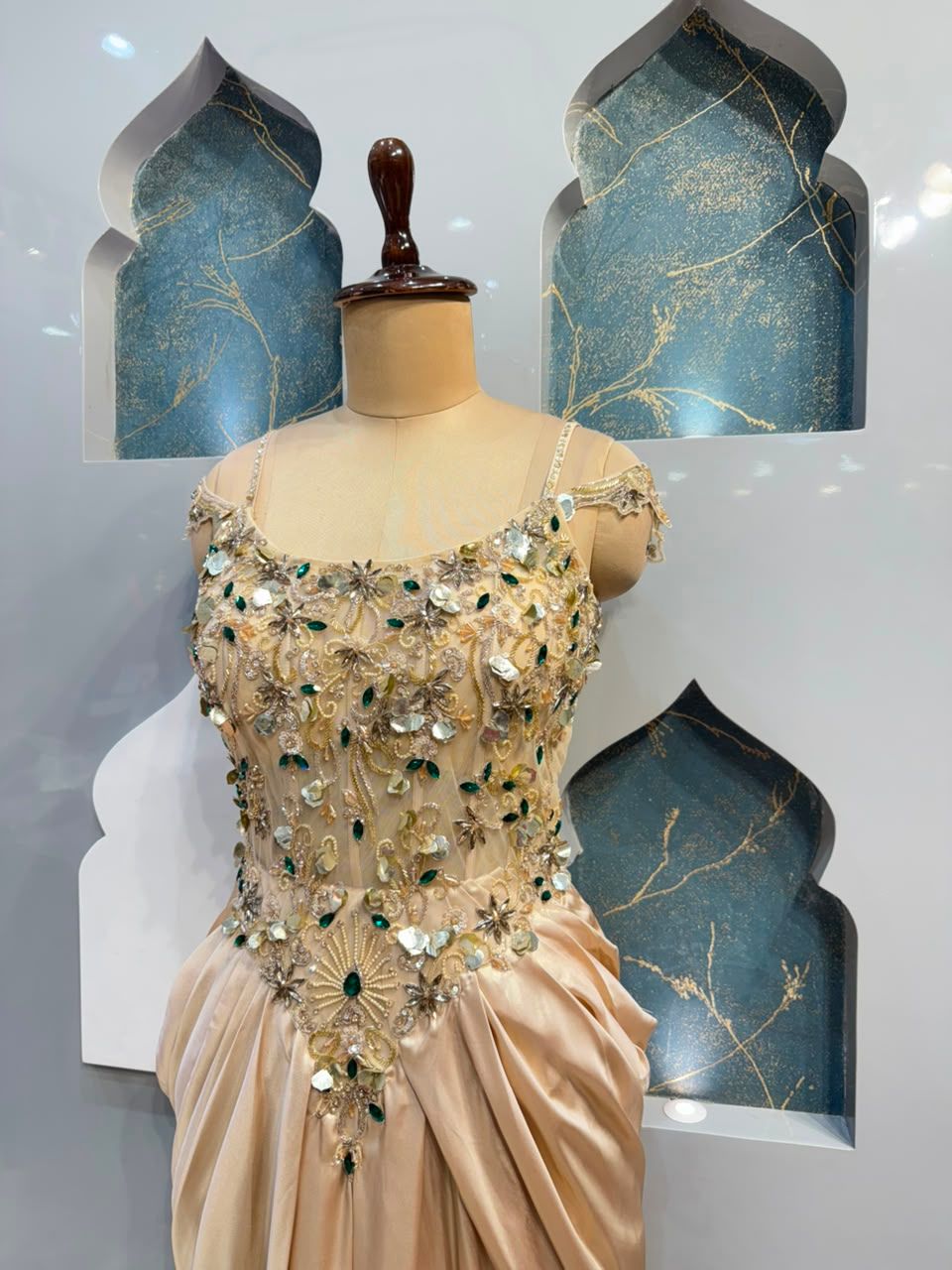 "CHAMPAGNE ROYALE DRAPE INDO-WESTERN"