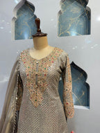 "SMOKEY GREY CRYSTAL EMBELLISHED SHARARA"