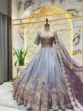 "SILVER GREY REGAL EMBROIDERED LEHENGA"