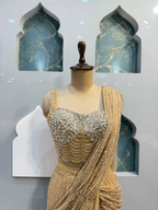 "LUXURY CHAMPAGNE GOLD DRAPE SAREE"