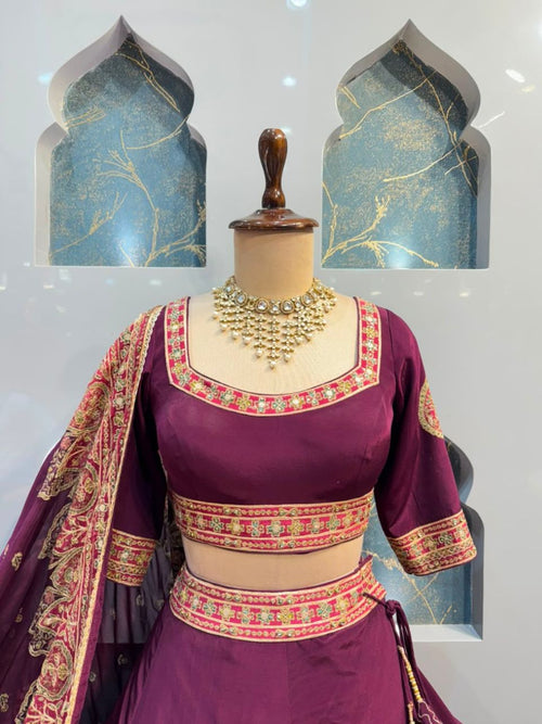 "ROYAL PLUM PURPLE DESIGNER LEHENGA"