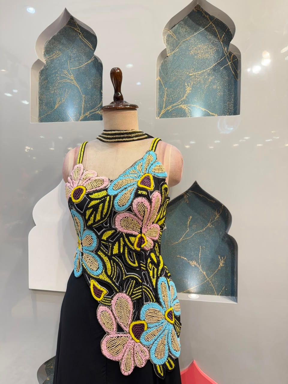 "MIDNIGHT BLACK FLORAL EMBROIDERED INDO-WESTERN"