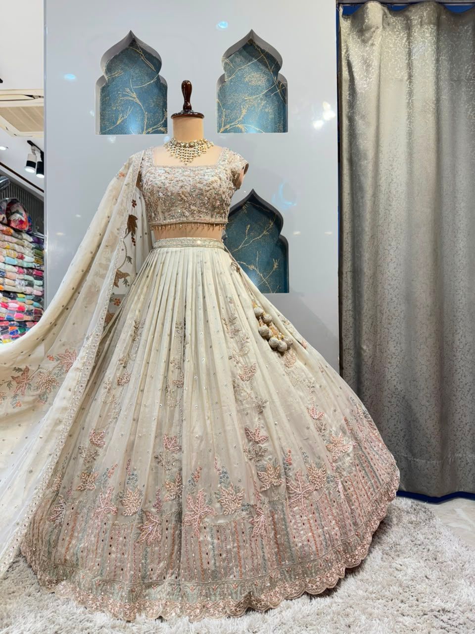 "IVORY BLOOM EMBROIDERED LEHENGA"