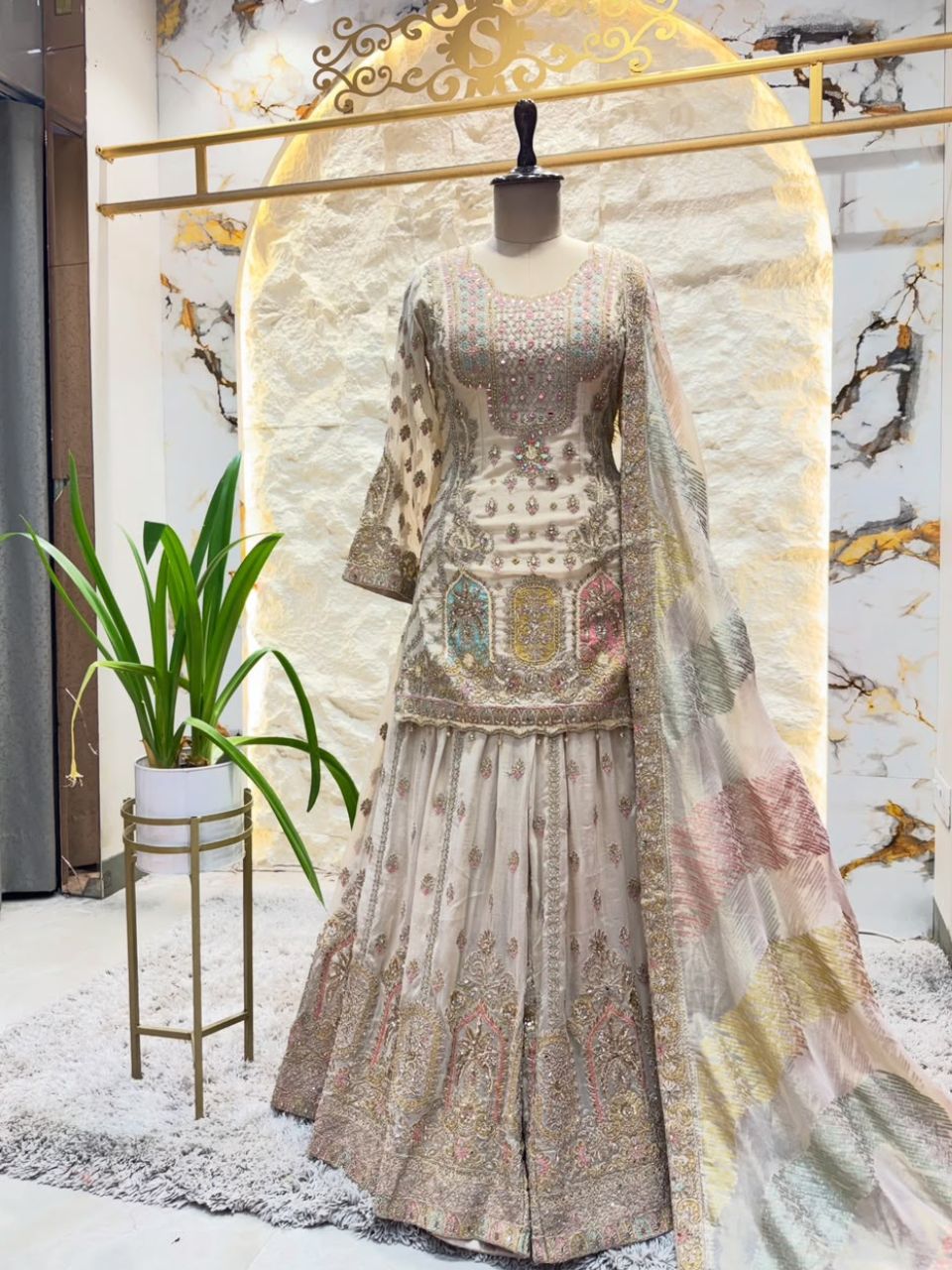 "MULTICOLOUR EMBROIDERED DESIGNER SHARARA"