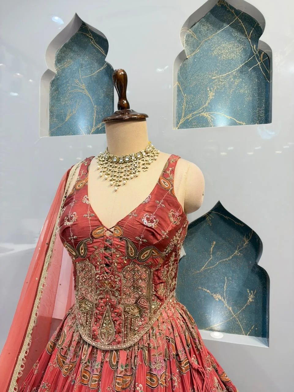 "REGAL ROSE PINK EMBROIDERED LEHENGA"