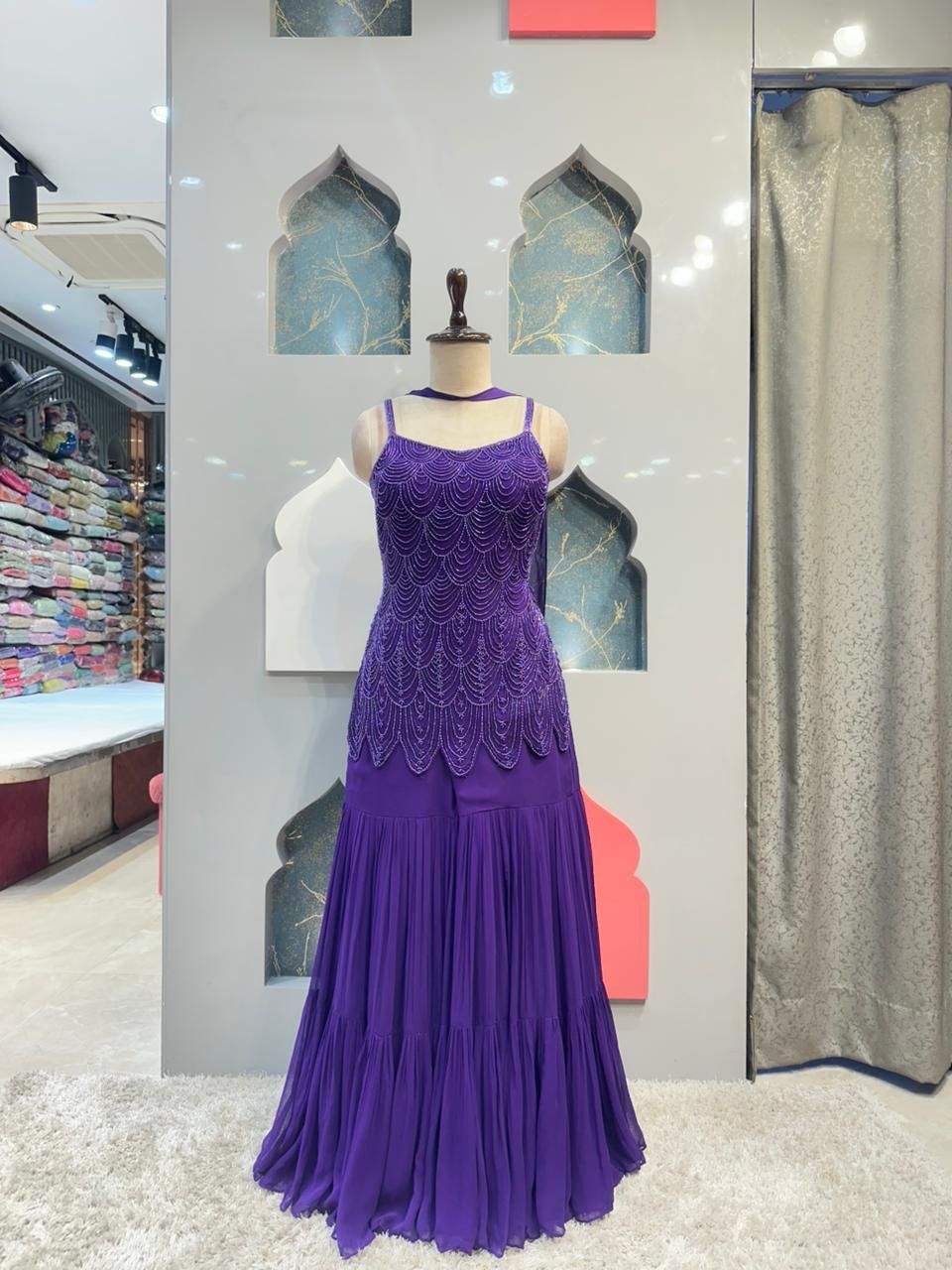 "ROYAL AMETHYST BEADED SHARARA"