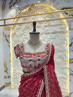 "ROYAL WINE EMBELLISHED SAREE"