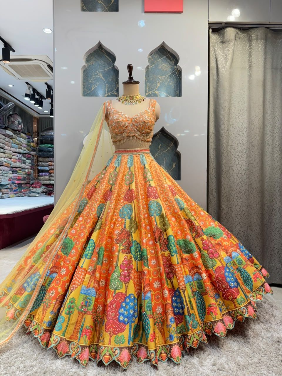 "ROYAL RANGREJ GARDEN PRINTED LEHENGA"