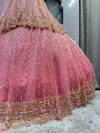 "BLUSH PINK ROSE GOLD EMBELLISHED LEHENGA"