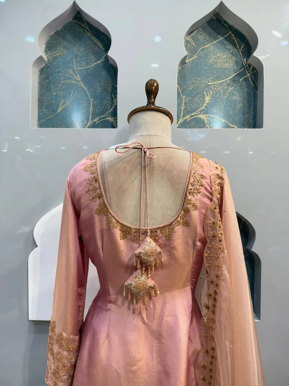 "ELEGANT PEACH PINK EMBROIDERED SHARARA"