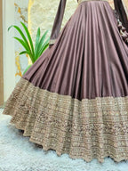"MOCHA BROWN PLEATED LEHENGA"