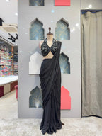 "MIDNIGHT NOIR EMBELLISHED DRAPE SAREE"