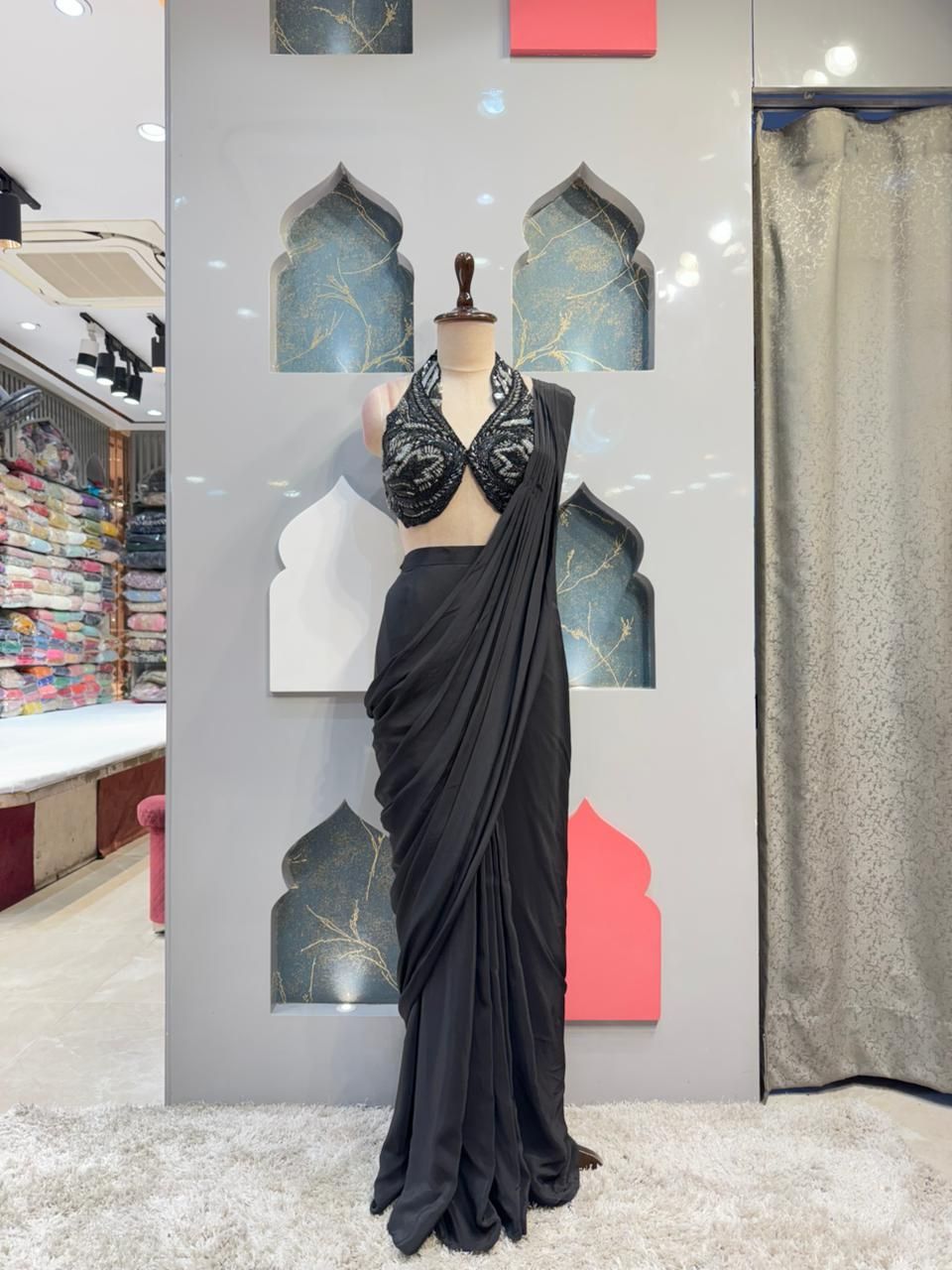 "MIDNIGHT NOIR EMBELLISHED DRAPE SAREE"