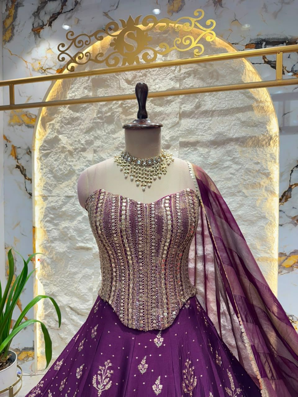"ROYAL PLUM BLOOM LEHENGA"