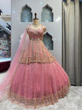 "BLUSH PINK ROSE GOLD EMBELLISHED LEHENGA"