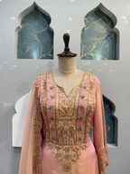 "ELEGANT PEACH PINK EMBROIDERED SHARARA"