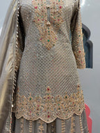 "SMOKEY GREY CRYSTAL EMBELLISHED SHARARA"