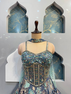 "MID NIGHT BLOOM COUTURE LEHENGA"