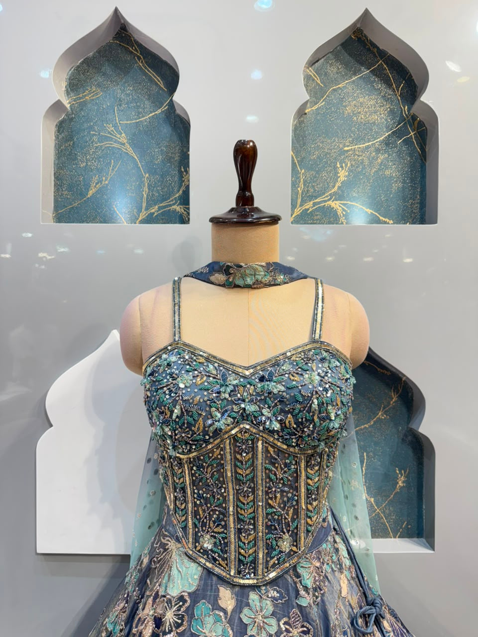 "MID NIGHT BLOOM COUTURE LEHENGA"