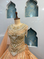 "PEACH PEARL EMBELLISHED ROYAL LEHENGA"