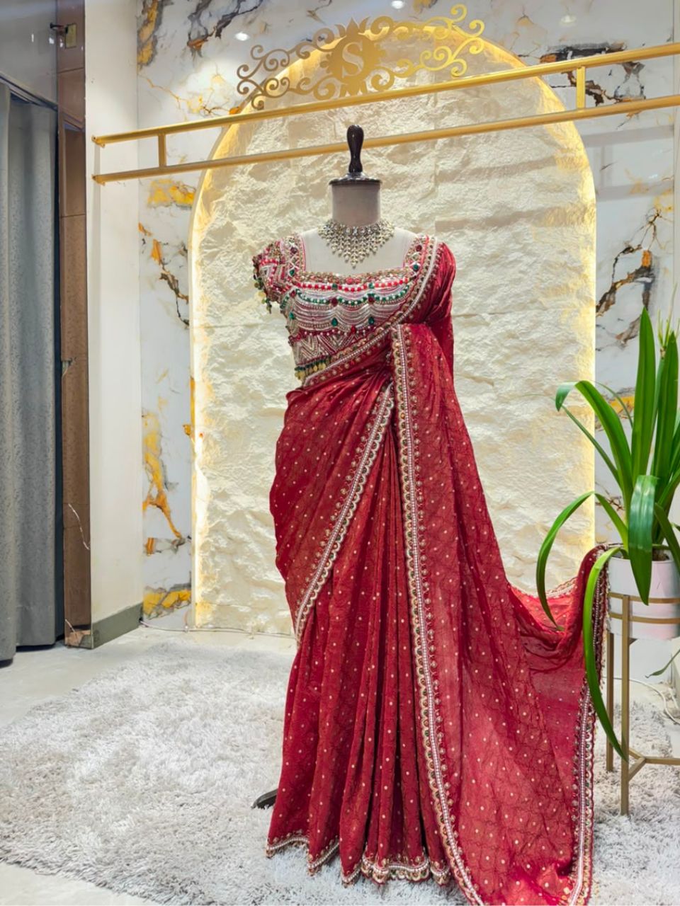 "ROYAL WINE EMBELLISHED SAREE"