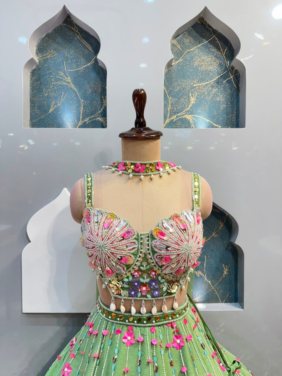 "EMERALD BLOOM FLORAL EMBROIDERED LEHENGA"