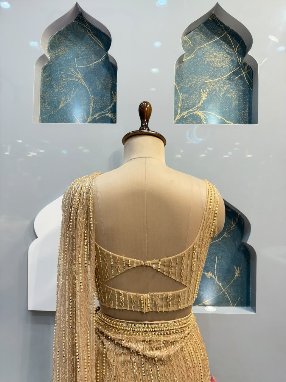 "LUXURY CHAMPAGNE GOLD DRAPE SAREE"