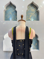 "MIDNIGHT BLACK FLORAL EMBROIDERED INDO-WESTERN"