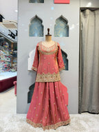 "ROSE CORAL EMBELLISHED SHARARA"