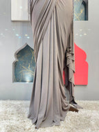 "SMOKEY SILVER CASCADE DRAPE SAREE"