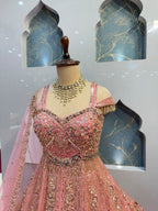 "BLUSH PINK ROSE GOLD EMBELLISHED LEHENGA"