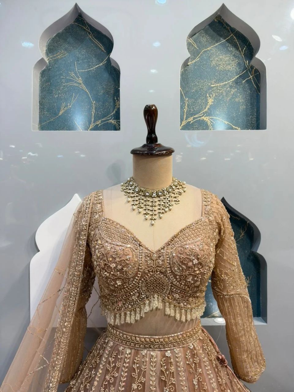 "CHAMPAGNE GOLD REGL LEHENGA"