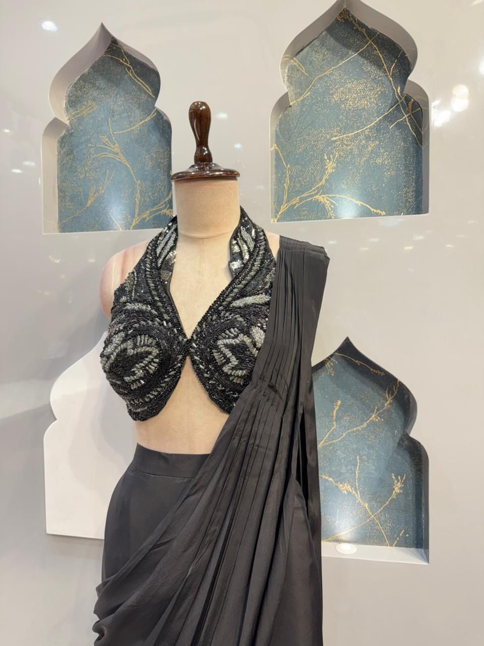 "MIDNIGHT NOIR EMBELLISHED DRAPE SAREE"