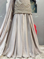"PEARL GREY MIRROR WORK DESIGNER SHARARA"