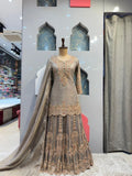 "SMOKEY GREY CRYSTAL EMBELLISHED SHARARA"