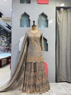 "SMOKEY GREY CRYSTAL EMBELLISHED SHARARA"