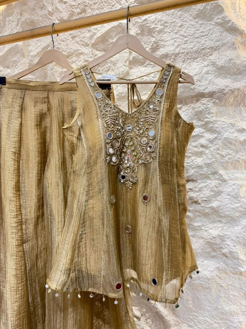 "CHAMPAGNE GOLD EMBELLISHED INDO-WESTERN"