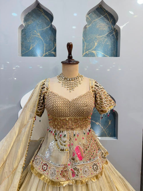 "ROYAL IVORY ZARI EMBROIDERED LEHENGA"