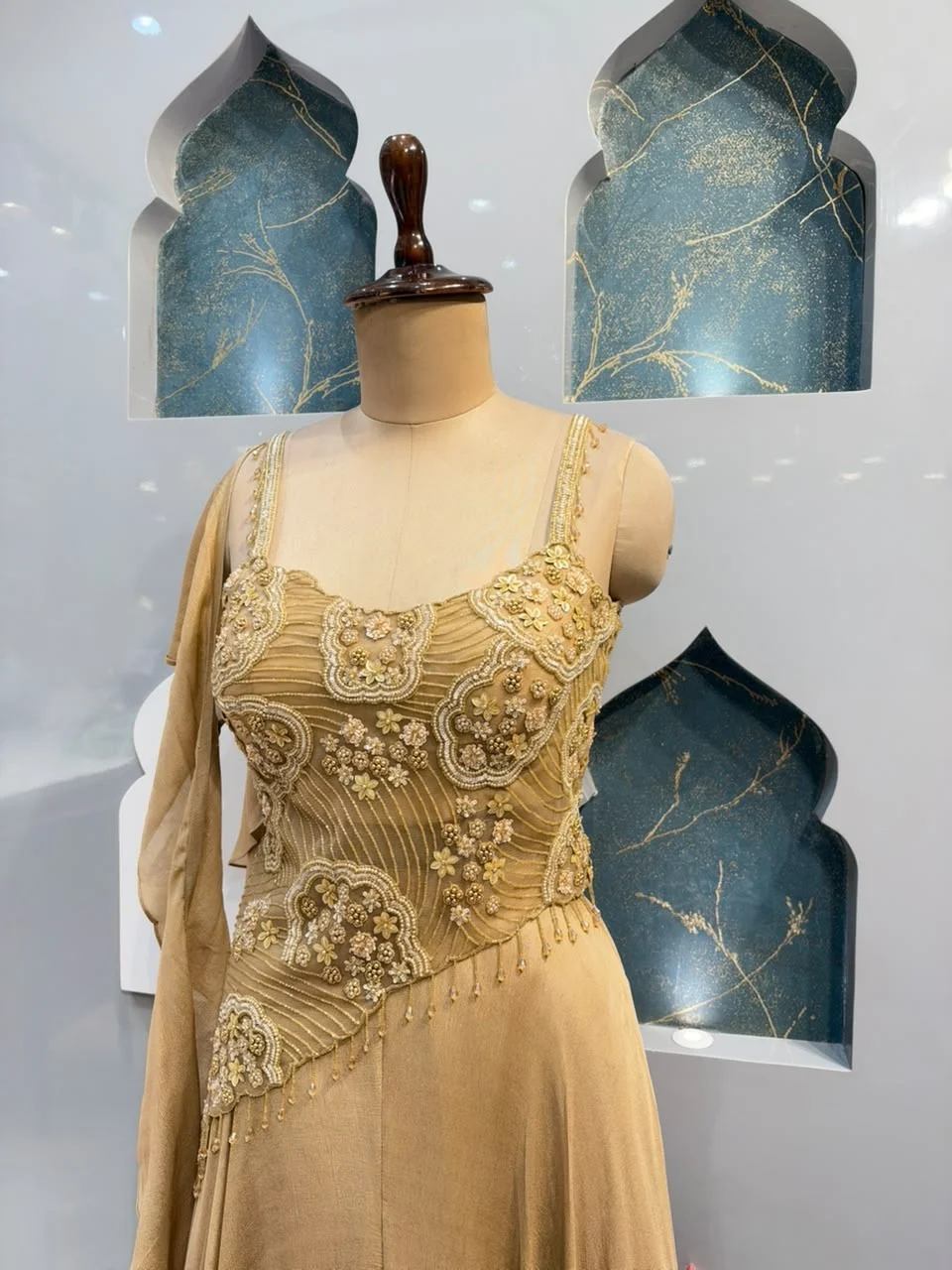 "ELEGANT CHAMPAGNE GOLD INDO-WESTERN"
