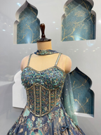 "MID NIGHT BLOOM COUTURE LEHENGA"
