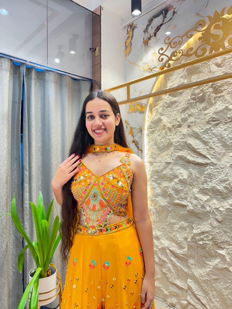 "SUNSET ORANGE FLORAL EMBROIDERED INDO WESTERN"