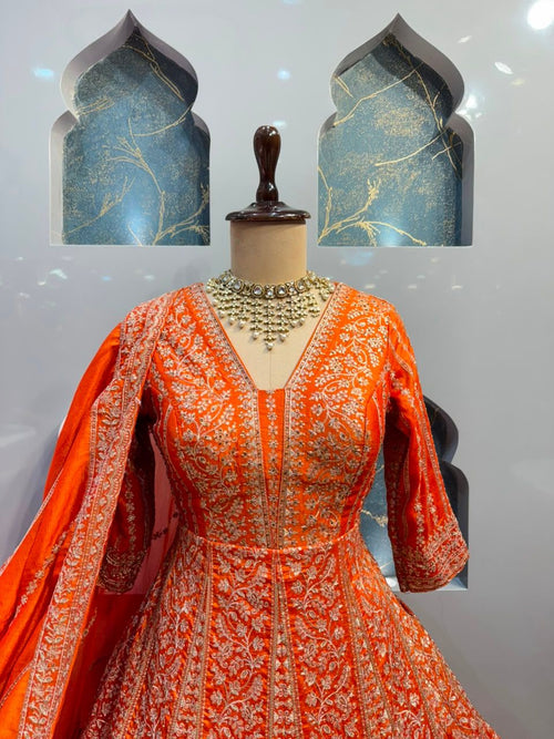 "SUNSET RADIANCE EMBROIDERED ANARKALI"
