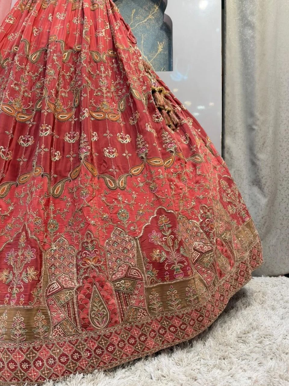 "REGAL ROSE PINK EMBROIDERED LEHENGA"
