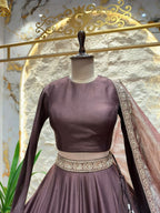 "MOCHA BROWN PLEATED LEHENGA"