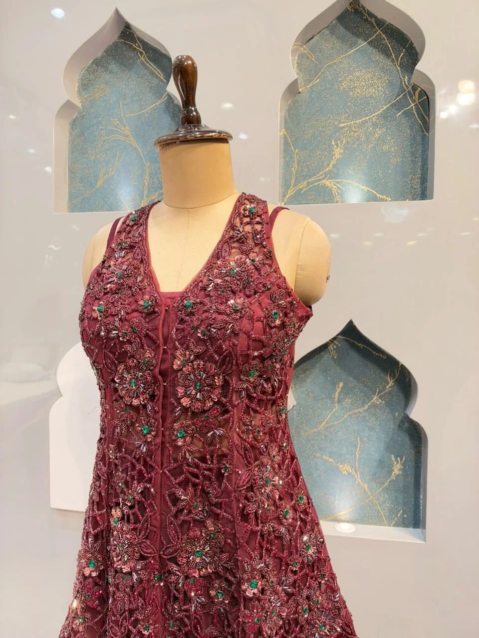 "ELEGANT WINE MAROON INDO-WESTERN"