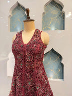 "ELEGANT WINE MAROON INDO-WESTERN"